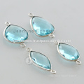 Connecteurs en lunette gemme en topaze bleue 925 en argent sterling